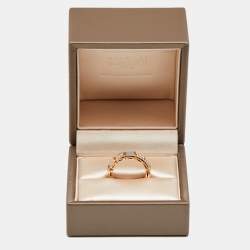 Bvlgari Serpenti Viper Mother of Pearl Diamonds 18k Rose Gold Ring Size 52