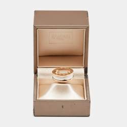 Pre Owned Bvlgari B.Zero1 2-Band White Ceramic 18k Rose Gold Band Ring Size 55