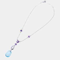 Pre Owned Bvlgari Mediterranean Eden 18K White Gold Diamond Topaz Amethyst Necklaces