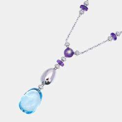 Pre Owned Bvlgari Mediterranean Eden 18K White Gold Diamond Topaz Amethyst Necklaces