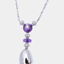 Pre Owned Bvlgari Mediterranean Eden 18K White Gold Diamond Topaz Amethyst Necklaces