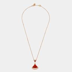 Bvlgari Divas' Dream Carnelian Diamond 18k Rose Gold Pendant Necklace