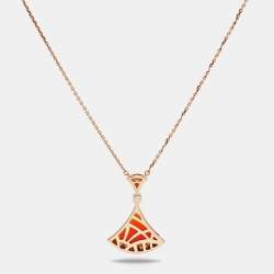 Bvlgari Divas' Dream Carnelian Diamond 18k Rose Gold Pendant Necklace