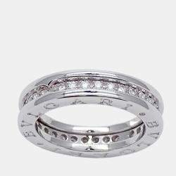 Pre Owned Bvlgari B.Zero1 18K White Gold Diamond Ring EU 51