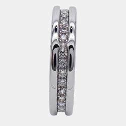 Pre Owned Bvlgari B.Zero1 18K White Gold Diamond Ring EU 51