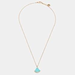 Pre Owned Bvlgari Divas’ Dream Turquoise Diamond 18K Rose Gold Pendant Necklace