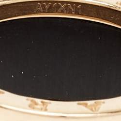 Pre Owned Bvlgari B.Zero1 Green Marble 18K Rose Gold 4-Band Ring Size 56