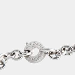Pre Owned Bvlgari 18K White Gold Diamond and Onyx Charm Bracelet