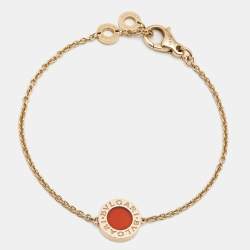 Pre Owned Bvlgari Bvlgari Mother of Pearl Carnelian 18K Rose Gold Bracelet SM