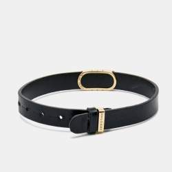 Pre Owned Bvlgari Parentesi 18k Yellow Gold Black Leather Unisex Bracelet