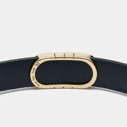 Pre Owned Bvlgari Parentesi 18k Yellow Gold Black Leather Unisex Bracelet