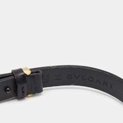 Pre Owned Bvlgari Parentesi 18k Yellow Gold Black Leather Unisex Bracelet