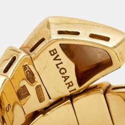 Pre Owned Bvlgari Serpenti Viper Mother of Pearl 19k Yellow Gold Ring Size 49