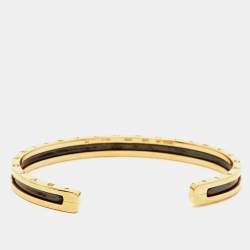 Pre Owned Bvlgari B.Zero1 18k Rose Gold Stainless Steel Open Cuff Bracelet SM