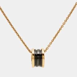 Pre Owned Bvlgari B.Zero1 Ceramic 18k Rose Gold Pendant Necklace