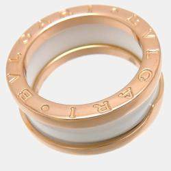 Pre Owned Bvlgari B.Zero1 18K Rose Gold Ceramic Ring EU 50