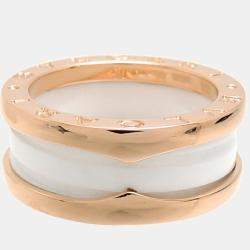 Pre Owned Bvlgari B.Zero1 18K Rose Gold Ceramic Ring EU 50