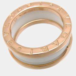 Pre Owned Bvlgari B.Zero1 18K Rose Gold Ceramic Ring EU 50