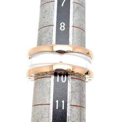 Pre Owned Bvlgari B.Zero1 18K Rose Gold Ceramic Ring EU 50