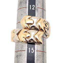 Pre Owned Bvlgari Alveare 18K Yellow and White Gold Ring EU 56