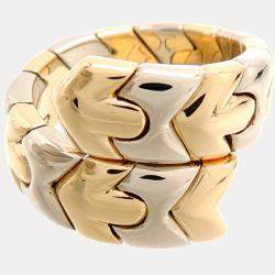 Pre Owned Bvlgari Alveare 18K Yellow and White Gold Ring EU 56