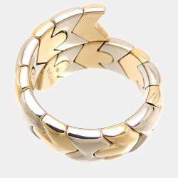Pre Owned Bvlgari Alveare 18K Yellow and White Gold Ring EU 56