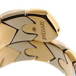 Pre Owned Bvlgari Alveare 18K Yellow and White Gold Ring EU 56