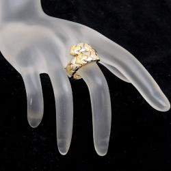 Pre Owned Bvlgari Alveare 18K Yellow and White Gold Ring EU 56