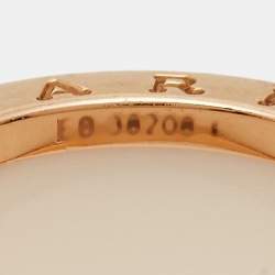Pre Owned Bvlgari B.Zero1 White Ceramic 18k Rose Gold Band Ring Size 55