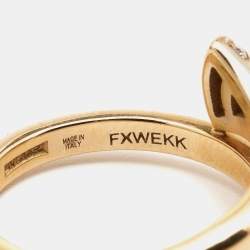 Pre Owned Bvlgari Divas' Dream Mother of Pearl Diamonds 18k Rose Gold Charm Ring Size 50