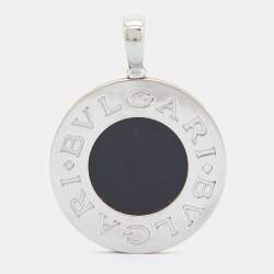 Pre Owned Bvlgari Bvlgari Onyx 18k Yellow Gold Stainless Steel Reversible Pendant