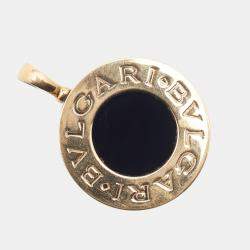 Pre Owned Bvlgari Bvlgari Onyx 18k Yellow Gold Stainless Steel Reversible Pendant