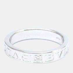 Pre Owned Bvlgari 18K White Gold Diamond Ring EU 56