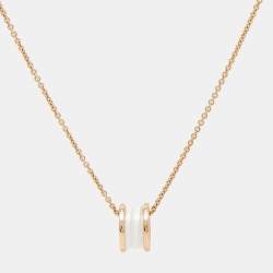 Pre Owned Bvlgari B.Zero1 Ceramic 18k Rose Gold Pendant Necklace