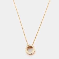 Pre Owned Bvlgari B.Zero1 Ceramic 18k Rose Gold Pendant Necklace