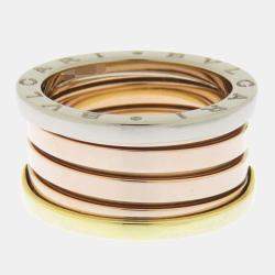 Pre Owned Bvlgari B.Zero1 18K Yellow Rose and White Gold Ring EU 54