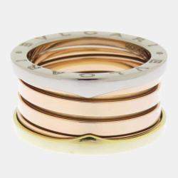 Pre Owned Bvlgari B.Zero1 18K Yellow Rose and White Gold Ring EU 54