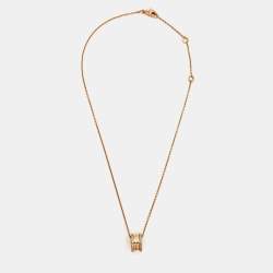Bvlgari B Zero1 Diamond 18k Rose Gold Pendant Necklace