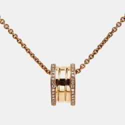 Bvlgari B Zero1 Diamond 18k Rose Gold Pendant Necklace