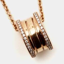 Bvlgari B Zero1 Diamond 18k Rose Gold Pendant Necklace