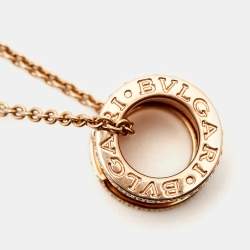 Bvlgari B Zero1 Diamond 18k Rose Gold Pendant Necklace