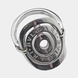 Pre Owned Bvlgari Astrale Cerchi Shield 18K White Gold Ring Size 53