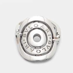Pre Owned Bvlgari Astrale Cerchi Shield 18K White Gold Ring Size 53