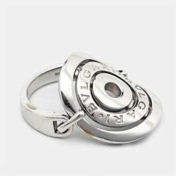 Pre Owned Bvlgari Astrale Cerchi Shield 18K White Gold Ring Size 53