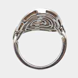 Pre Owned Bvlgari Astrale Cerchi Shield 18K White Gold Ring Size 53