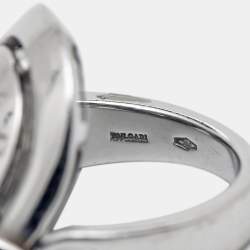 Pre Owned Bvlgari Astrale Cerchi Shield 18K White Gold Ring Size 53