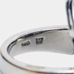 Pre Owned Bvlgari Astrale Cerchi Shield 18K White Gold Ring Size 53