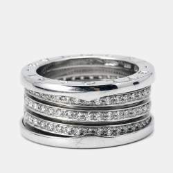 Pre Owned Bvlgari B.Zero1 Diamond 18k White Gold Band Ring Size 57
