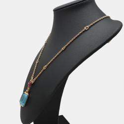 Pre Owned Bvlgari Musa 18K Rose Gold Diamond Topaz Tourmaline Necklace