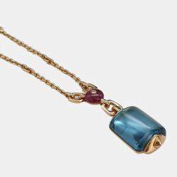 Pre Owned Bvlgari Musa 18K Rose Gold Diamond Topaz Tourmaline Necklace